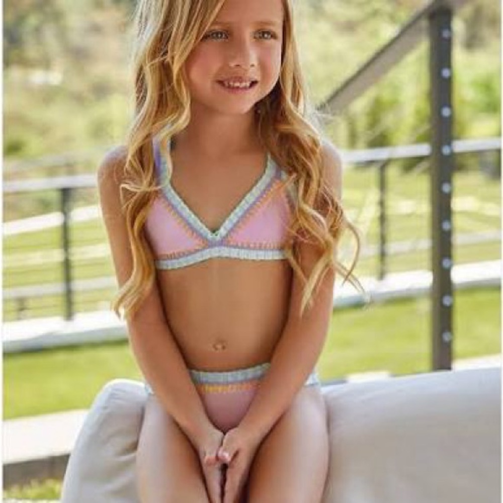 PQ Swim Kids Bikini in Pink and Blue